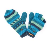 short'n'pietz Schurwollhandschuhe, handgestrickt, bunt gemustert