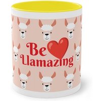PepMelon Lama Tasse mit Farbe innen, Be Llamazing, lustige Lama Weihnachtstasse