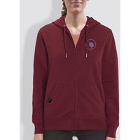 Damen Hoodie, "little kiwi", Burgundy, Bright Blue