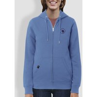 Damen Hoodie, "little kiwi", Burgundy, Bright Blue