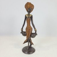 Moogoo Creative Africa Bronze-Skulptur "Frau mit zwei Amphoren" by Soré | verschiedene Farben und Größen