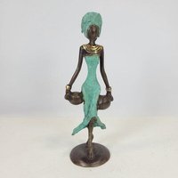 Moogoo Creative Africa Bronze-Skulptur "Frau mit zwei Amphoren" by Soré | verschiedene Farben und Größen