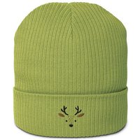PepMelon Niedliche gestickte Hirsch-Mütze aus Bio-Rippstrick