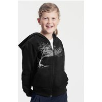 Peaces.bio - handbedruckte Biomode Kinder Zip-Hoodie Windy Tree