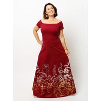 Peaces.bio - handbedruckte Biomode Abendkleid Rankenzauber in Beere