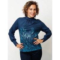 Peaces.bio - handbedruckte Biomode Damenbluse Mystic Iris in Navy