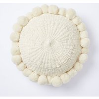 By Native Rundes Pom Pom Kissen "Salta", 100% Schurwolle, mulesingfrei