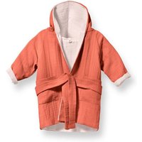Mababu Bademantel Kinder mit Kapuze | 100% GOTS Bio-Baumwolle mit 2 Taschen und Gürtel | 1-6 Jahre | 4 Farben | Baby Bademantel