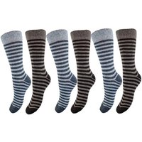 Bruno Barella Alpaka Winter Thermo Socken gestreift in 6er Pack