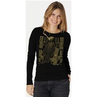 Peaces.bio - handbedruckte Biomode Langarmshirt Damen Sonnenscheibe Aton