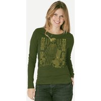 Peaces.bio - handbedruckte Biomode Langarmshirt Damen Sonnenscheibe Aton