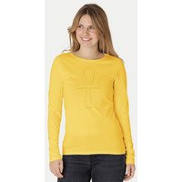 Peaces.bio - handbedruckte Biomode Bio-Damen-Langarmshirt "Ankh"