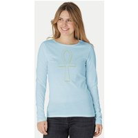 Peaces.bio - handbedruckte Biomode Bio-Damen-Langarmshirt "Ankh"