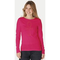 Peaces.bio - handbedruckte Biomode Bio-Damen-Langarmshirt "Ankh"