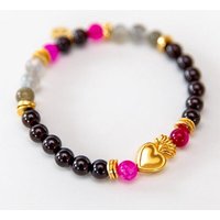Divasya Armband "Golden Heart" mit Granat & Mondstein