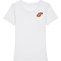 Spangeltangel T-Shirt bedruckt, "Clownfisch", nachhaltig, Biobaumwolle, Brustprint, Damen, Kurzarmshirt, Damenshirt, Frauen, bio