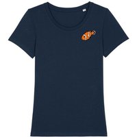 Spangeltangel T-Shirt bedruckt, "Clownfisch", nachhaltig, Biobaumwolle, Brustprint, Damen, Kurzarmshirt, Damenshirt, Frauen, bio