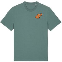 Spangeltangel T-Shirt bedruckt, "Clownfisch", nachhaltig, Biobaumwolle, Brustprint, Herren, Männer, bio, Tiere, Fische, Meer, Ozean