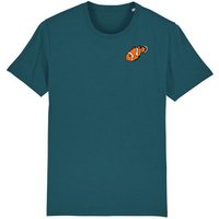 Spangeltangel T-Shirt bedruckt, "Clownfisch", nachhaltig, Biobaumwolle, Brustprint, Herren, Männer, bio, Tiere, Fische, Meer, Ozean