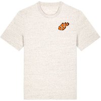 Spangeltangel T-Shirt bedruckt, "Clownfisch", nachhaltig, Biobaumwolle, Brustprint, Herren, Männer, bio, Tiere, Fische, Meer, Ozean