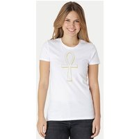 Peaces.bio - handbedruckte Biomode Damen Fit T-Shirt Ankh