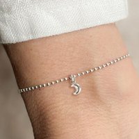 renna deluxe Armband mit Mond Anhänger | Kugel Armband Sterling Silber Gold