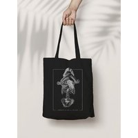 Bio-Baumwolltasche bedruckt - Skelett - Fairtrade - schwarz // ShellyCreates