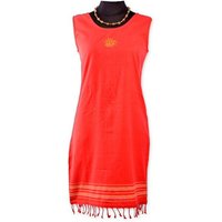 Africulture Kikoy Sommerkleid kurz, Strandkleid "Jua" mit Sonnen Stickmuster, made in Kenia