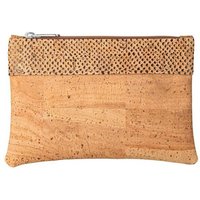 Kork-Deko Kleine Kork-Tasche / kleine Clutch / Etui / großes Portemonnaie, beige mit Snake Print-Absetzung