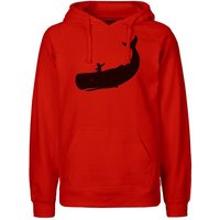 HANDGEDRUCKT "Cowboy und Wal" Männer Hoody Neutral