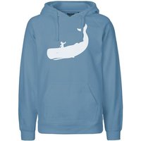 HANDGEDRUCKT "Cowboy und Wal" Männer Hoody Neutral