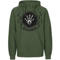 HANDGEDRUCKT "Trittsiegel Waschbär" Männer Hoody Neutral