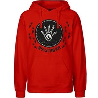 HANDGEDRUCKT "Trittsiegel Waschbär" Männer Hoody Neutral