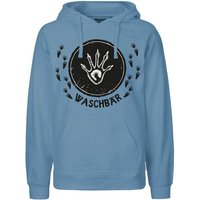 HANDGEDRUCKT "Trittsiegel Waschbär" Männer Hoody Neutral