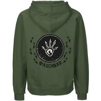 HANDGEDRUCKT "Trittsiegel WaschBär" Männer Zip Hoody Neutral