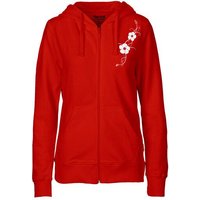 HANDGEDRUCKT "Hibisken" Frauen Zip Hoody Neutral