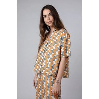 Brava Fabrics Big Tiles Cropped Bluse Ochre