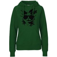 HANDGEDRUCKT "Cool Cat" Frauen Hoody Neutral