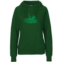 HANDGEDRUCKT "Origami-Kranich" Frauen Hoody Neutral