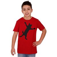 HANDGEDRUCKT "Klammerkatze" Unisex Kinder T-Shirt Earth Positive