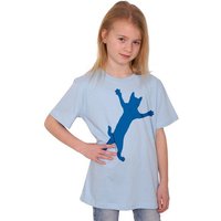 HANDGEDRUCKT "Klammerkatze" Unisex Kinder T-Shirt Earth Positive