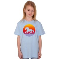 HANDGEDRUCKT "Sunsethorse" Unisex Kinder T-Shirt Earth Positive