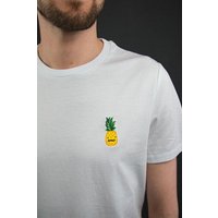 sticknic T-Shirt mit Ananas Motiv gestickt - Minimalistische Stickerei - Auch als Geschenk