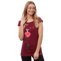 FellHerz Damen T-Shirt Kranichzug dunkelrot aus 100% Biobaumwolle