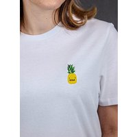 sticknic T-Shirt mit Ananas Motiv gestickt - Minimalistische Stickerei - Auch als Geschenk