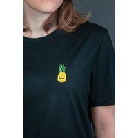 sticknic T-Shirt mit Ananas Motiv gestickt - Minimalistische Stickerei - Auch als Geschenk