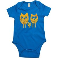 HANDGEDRUCKT "drei Eulen" Baby Body Earth Positive