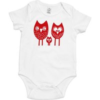 HANDGEDRUCKT "drei Eulen" Baby Body Earth Positive