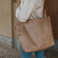 BOWLEANIES TASCHEN Mom Bag | Großer Shopper aus Lederfaserstoff mit Reißverschluss