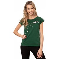 FellHerz Damen T-Shirt Möwenflug scarabgreen dunkelgrün aus 100% Biobaumwolle